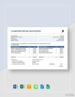 Computer Repair Quotation Template