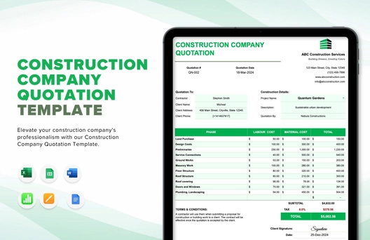 Construction Company Quotation Template