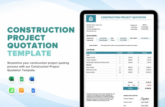 Construction Project Quotation Template