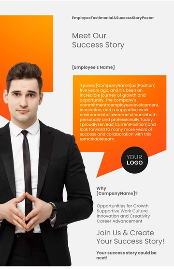 Free Employee Testimonial and Success Story Poster HR Template to Edit Online