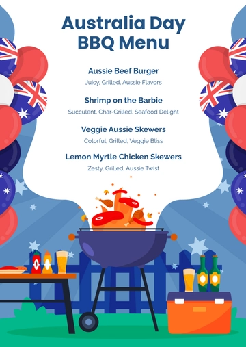 Free Australia Day BBQ Menu Template to Edit Online