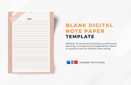 Blank Digital Note Paper Template