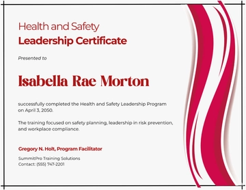 Free Health and Safety Leadership Certificate Template to Edit Online