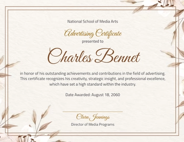 Free Distinguished Advertising Professional Certificate Template to Edit Online