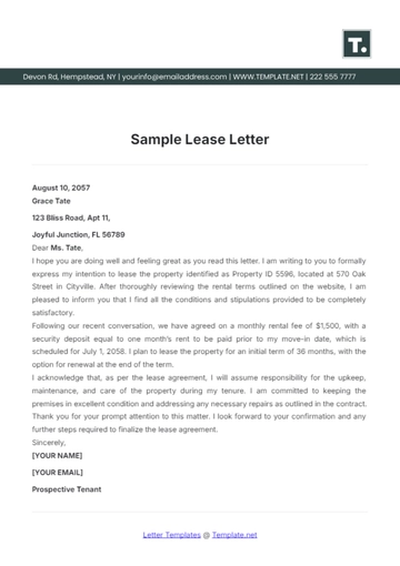 Free Sample Lease Letter Template to Edit Online