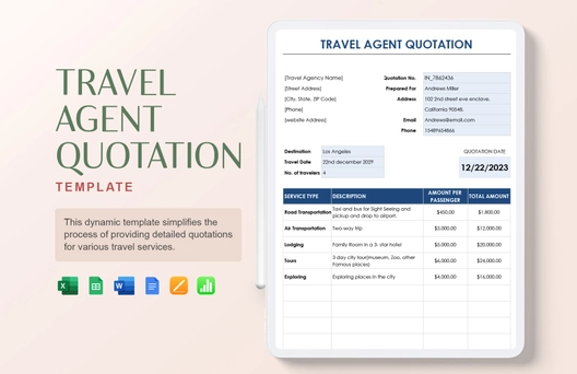 Travel agent Quotation Template