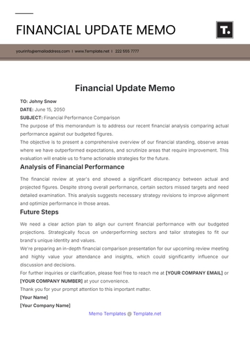 Free Financial Update Memo Template to Edit Online