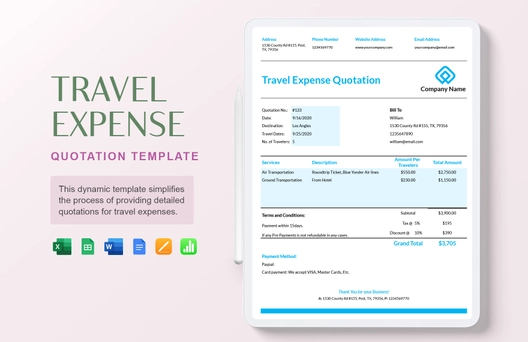 Travel Expense Quotation Template Travel Expense Quotation Template
