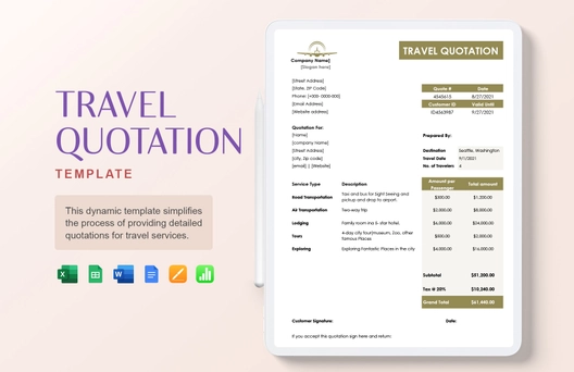 Travel Quotation Template Travel Quotation Template