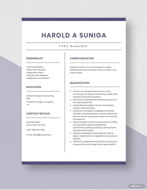 Fund Manager Resume