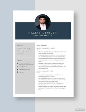 Furniture Manager Resume