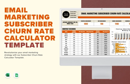 Email Marketing Subscriber Churn Rate Calculator Template