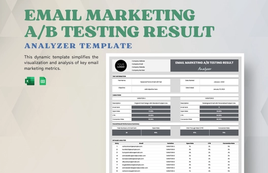 Email Marketing A/B Testing Result Analyzer Template