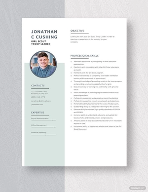 Girl Scout Troop Leader Resume