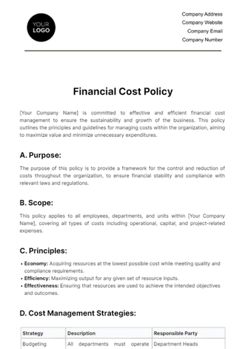 Free Financial Cost Policy Template to Edit Online