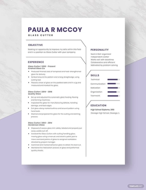 Glass Cutter Resume