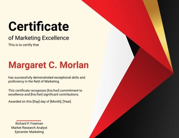 Free Marketing Excellence Certificate Template to Edit Online