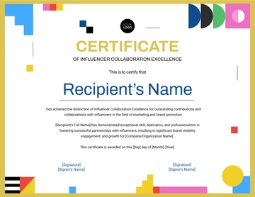 Free Influencer Collaboration Excellence Certificate Template to Edit Online