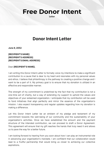 Free Donor Intent Letter Template to Edit Online