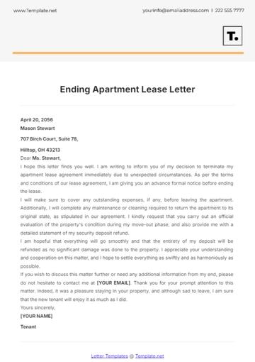 Free Ending Apartment Lease Letter Template to Edit Online
