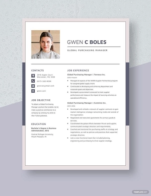 Global Purchasing Manager Resume