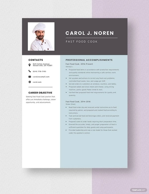 Fast Food Cook Resume