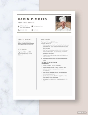 Fast Food Worker Resume