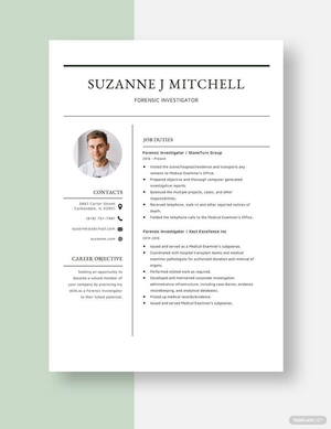 Forensic Investigator Resume
