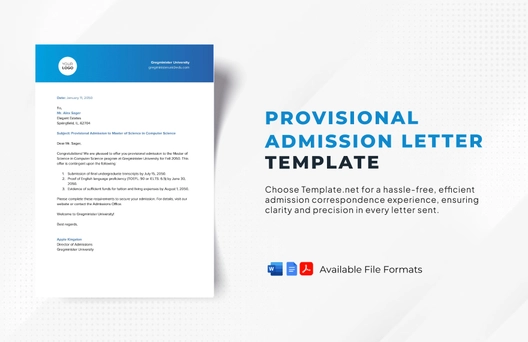 Provisional Admission Letter Template