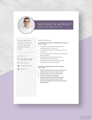 Front Office Administrator Resume