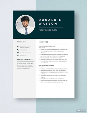 Front Office Clerk Resume