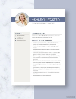 Front Office Coordinator Resume