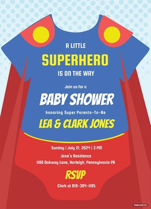 Superhero Onesie Baby Shower Invitation Template