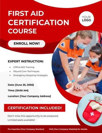 Free First Aid Certification Course Flyer Template to Edit Online