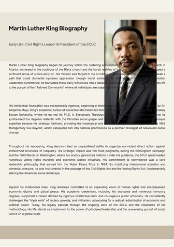 Free Martin Luther King Biography for Students Template to Edit Online