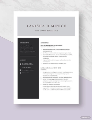 Full Charge Bookkeeper Resume