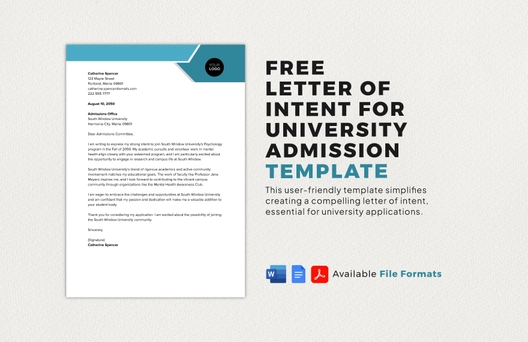 Letter of Intent for University Admission Template