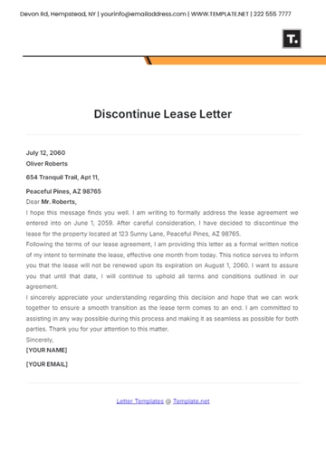 Free Discontinue Lease Letter Template to Edit Online