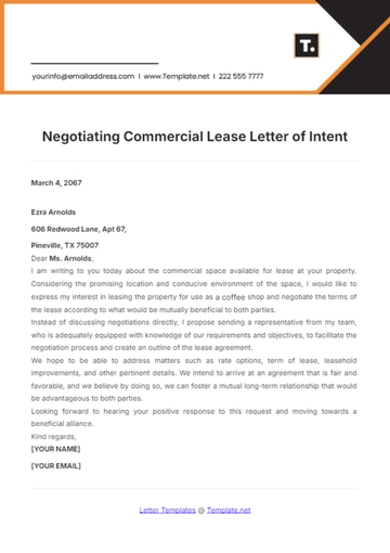 Free Negotiating Commercial Lease Letter of Intent Template to Edit Online
