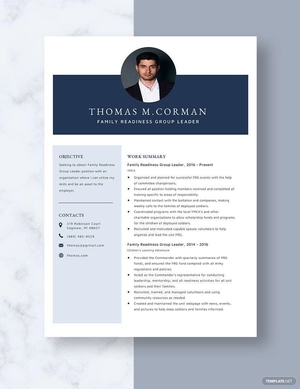 Family Readiness Group Leader Resume