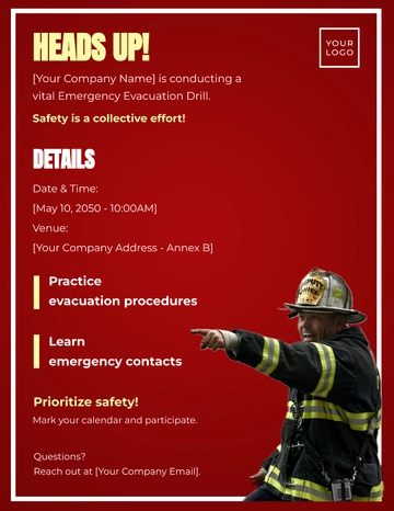 Free Emergency Evacuation Drill Announcement Flyer Template to Edit Online