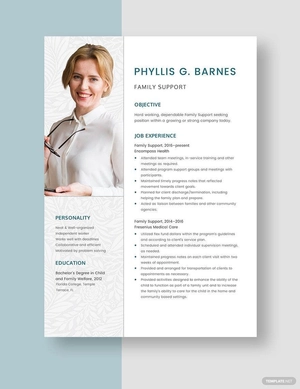 Family Support Resume