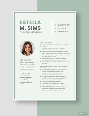 Family Support Worker Resume