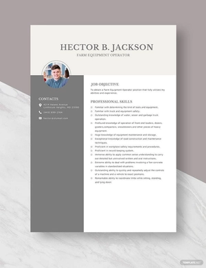 Farm Equipment Operator Resume