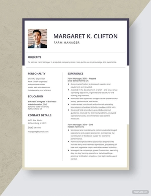 Farm Manager Resume