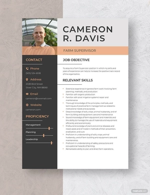 Farm Supervisor Resume