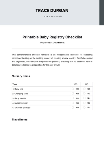 Free Baby Registry Checklist Template to Edit Online