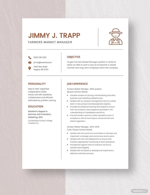 Farmers Market Manager Resume