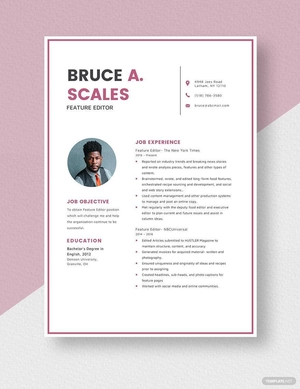 Feature Editor Resume