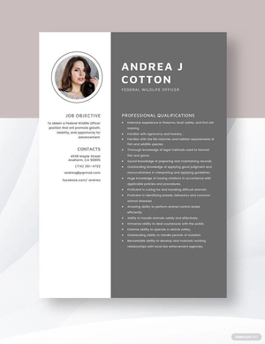 Federal Wildlife Officer Resume